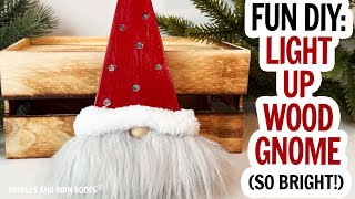 Light Up Wood Gnome  Wood Gnome DIY  Lighted Gnome  Easy Gnomes DIY [upl. by Kopp]