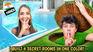 I Built 4 SECRET Rooms in ONE COLOR  Brent Rivera Hindi  Secret Room Challenge Hindi Dubbed [upl. by Luhey]