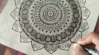 How to Draw MANDALA ART for Beginner  Step by Step  1 [upl. by Katya]