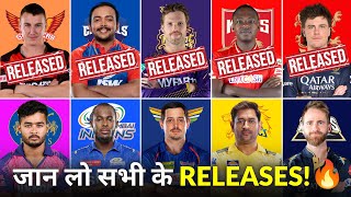 IPL 2024  All 10 Teams RELEASE Players List  IPL Auction 2024  IPL 2024 Released Players [upl. by Izmar]