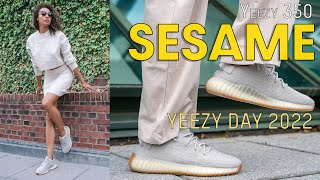 ONE of the BEST COLORWAYS IS BACK Yeezy 350v2 Sesame Review and How to Style [upl. by Graubert]