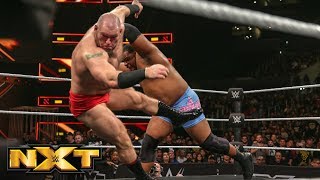 Keith Lee pounces Lars Sullivan out of the ring WWE NXT Nov 21 2018 [upl. by Faus]