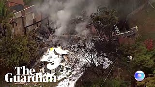 Aerial footage shows plane crash site in Brazil [upl. by Tnaryb]