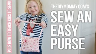 How to Sew an Easy Fabric Purse  Tips on Teaching Kids to Sew [upl. by Akcinat]