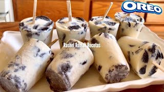 PALETAS HELADAS CREMOSAS DE GALLETAS OREO RIQUÍSIMAS 😋 [upl. by Fira]