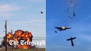 Moment two planes collide midair during Dallas air show [upl. by Oisinoid353]