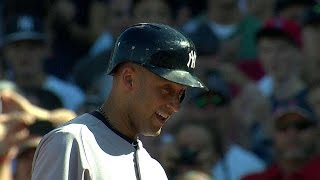 Derek Jeter exits to an ovation after final atbat at Fenway Park [upl. by Aketahs]