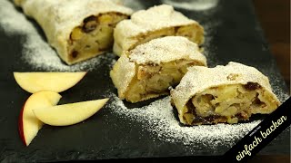 Apfelstrudel mit Strudelteig selber machen [upl. by Anatak]