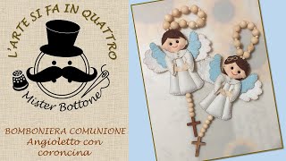 BOMBONIERE COMUNIONE fai da te tutorial  Angioletto con coroncina per maschio e femmina [upl. by Prentice354]