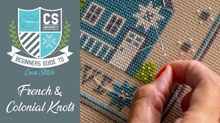 How To Do French Knots amp Colonial Knots ✂ Cross Stitch for Beginners 🎒 CROSS STITCH UNIVERSITY [upl. by Cottrell]