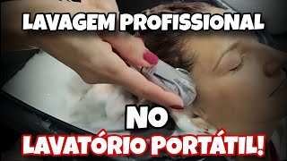 CABELO LIMPO E SAUDÁVEL LAVAGEM PROFISSIONAL NO LAVATÓRIO PORTATIL [upl. by Takakura]