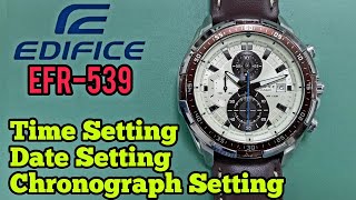 Casio Edifice EFR539 Time and Date Setting Chronograph Setting Instructions  SolimBD [upl. by Nadabus]