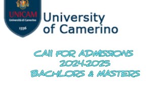 University of Camerino Admission 2024205  Pre Admission Guideline  No Regional Scholarship italy [upl. by Angle]