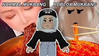 I REACTED TO NORMAL MUKBANG VS ROBLOX MUKBANG… [upl. by Darreg]