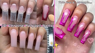 3D CHROME POLYGEL NAILS✨ 3D CHROME NAIL ART amp ABSTRACT NAIL DESIGN  Nail Tutorial [upl. by Pettifer522]