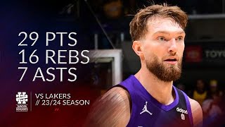 Domantas Sabonis 29 pts 16 rebs 7 asts vs Lakers 2324 season [upl. by Ahsikit]