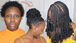 DIY Short Knotless Braids  curls  Easy Hack  Protective Style Tutorial [upl. by Harrat]