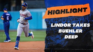 Lindor Takes Walker Buehler Deep [upl. by Nemra]