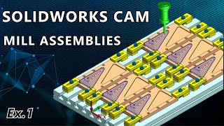 SOLIDWORKS CAM  MILL ASSEMBLIES EX1 [upl. by Suraved]