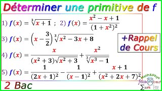 Fonctions Primitives  Calcul de Primitives  2 Bac  Exercice 10 [upl. by Salinas]