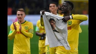 Emotional ninthminute tribute to Emiliano Sala at Nantes [upl. by Oidgime285]