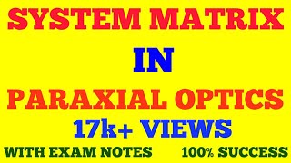 SYSTEM MATRIX IN PARAXIAL OPTICS  WHAT IS SYSTEM MATRIX   WITH EXAM NOTES [upl. by Nosidda174]