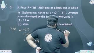 A forceampnbspFamp85943ti5j N acts on a body due to which its displacement varies as samp859 [upl. by Hamimej]