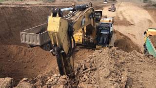 Caterpillar 365C L Excavator Loading Trucks With 3 Passes [upl. by Esertak336]