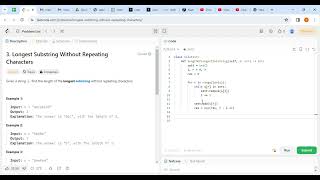 Leetcode Problem3 Longest Substr Without Repeating Characters dsa leetcode coding python faang [upl. by Yard]