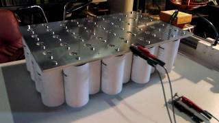 Capacitor bank 113kJ 350V discharge test  Featured on Hacked Gadgets [upl. by Topping]