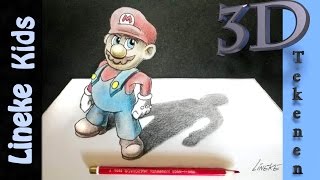 Teken Mario  3D tekening met schaduw [upl. by Anual]