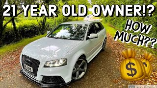 HOW MUCH DOES AN AUDI RS3 COST TO RUN AT 21 YEARS OLD [upl. by Eilitan396]