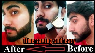 how to set beard by using tape at home  how to make khat  trim beard by own self [upl. by Therese739]