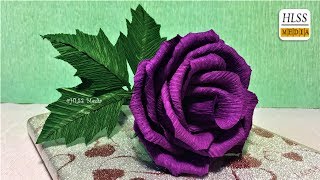 Super easy way to make purple rose paper flower diy rose crepe paper flower making tutorials [upl. by Meesan284]