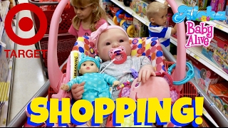 🎯Target Shopping 👶🏼🎀 Reborn Doll in a Joovy Carseat Shopping at Target with Skye and Caden 😃 [upl. by Queena]