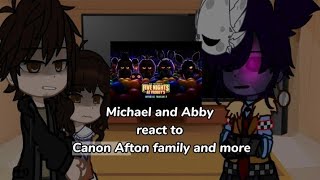 FNaF movie characters Michael and Abby react to Canon Afton Family and more Gacha club [upl. by Leibrag]