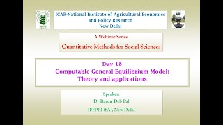 Day 18 ICARNIAP Webinar series on QMSS Computable General equilibrium model [upl. by Jardena441]