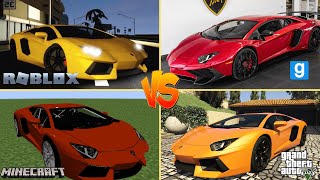 LAMBORGHINI EVOLUTION IN All GAMES Minecraft vs Gta 5 vs Real vs Garrys Mod vs Teardown vs Roblox [upl. by Neimad899]