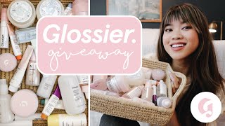 GLOSSIER GIVEAWAY  Reviewing all of the glossier skincare  every single product amp discount code [upl. by Nitsreik]