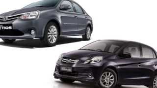 Comparison Honda Amaze Vs Toyota Etios [upl. by Anikahs]