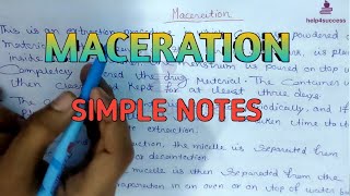 Maceration extraction process pharmaceutics chapter simple notes on Maceration [upl. by Eggett]