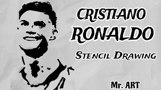 Cristiano Ronaldo Stencil Drawing  Ronaldo Drawing Tutorial  easy drawing  Mr ART [upl. by Dnomder]