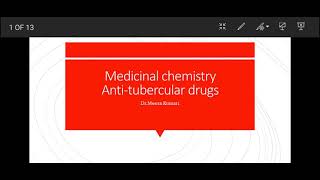 antitubercular drugs medicinal chemistry [upl. by Nolos]