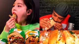 ASMR lots of SUBWAY SANDWICHes eating  MUKBANG COMPILATION [upl. by Namhcan]