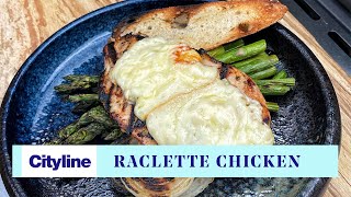 Raclette grilled chicken with charred asparagus and onion [upl. by Anderson]