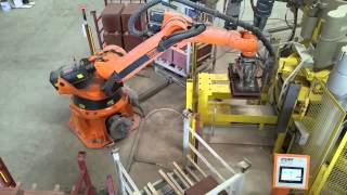 Terrazzo Tiles Production Lines Loading and Unloading KUKA Robots [upl. by Inajna]