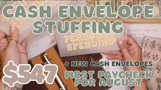 547 Cash Envelope Stuffing  First Paycheck For August  New Envelopes  24 Year Old Budgets [upl. by Wally366]