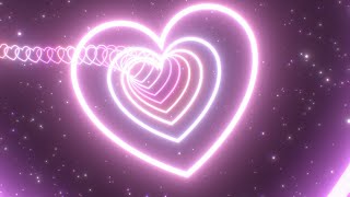 Pretty Pink Love Heart Tunnel Curved Path Beautiful Neon Glow Lights 4K Video Effects HD Background [upl. by Anemaj]