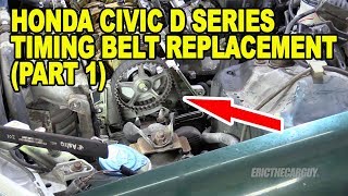 Honda Civic D Series Timing Belt Replacement Part 1 [upl. by Christye]