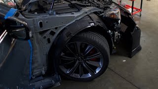 Q60 RED SPORT FULL CARBON FIBER FRONT END  Fender Installation [upl. by Miah479]